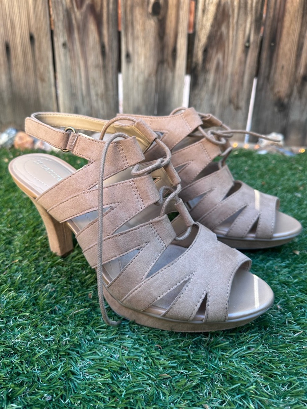 Naturalizer Suede Lace-Up Heeled Sandals